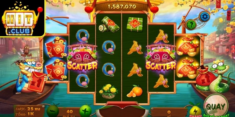Sắc Xuân Chợ Tết Hitclub - Trải Nghiệm Slot Tết Việt 3 Nhận diện giai đoạn gom Scatter Pháo Xuân